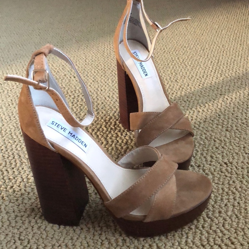 Steve Madden Suede platform sandal wooden heel (8)
